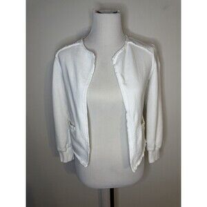 DREW Open Front Cardigan 100% Cotton Made In USA White XS